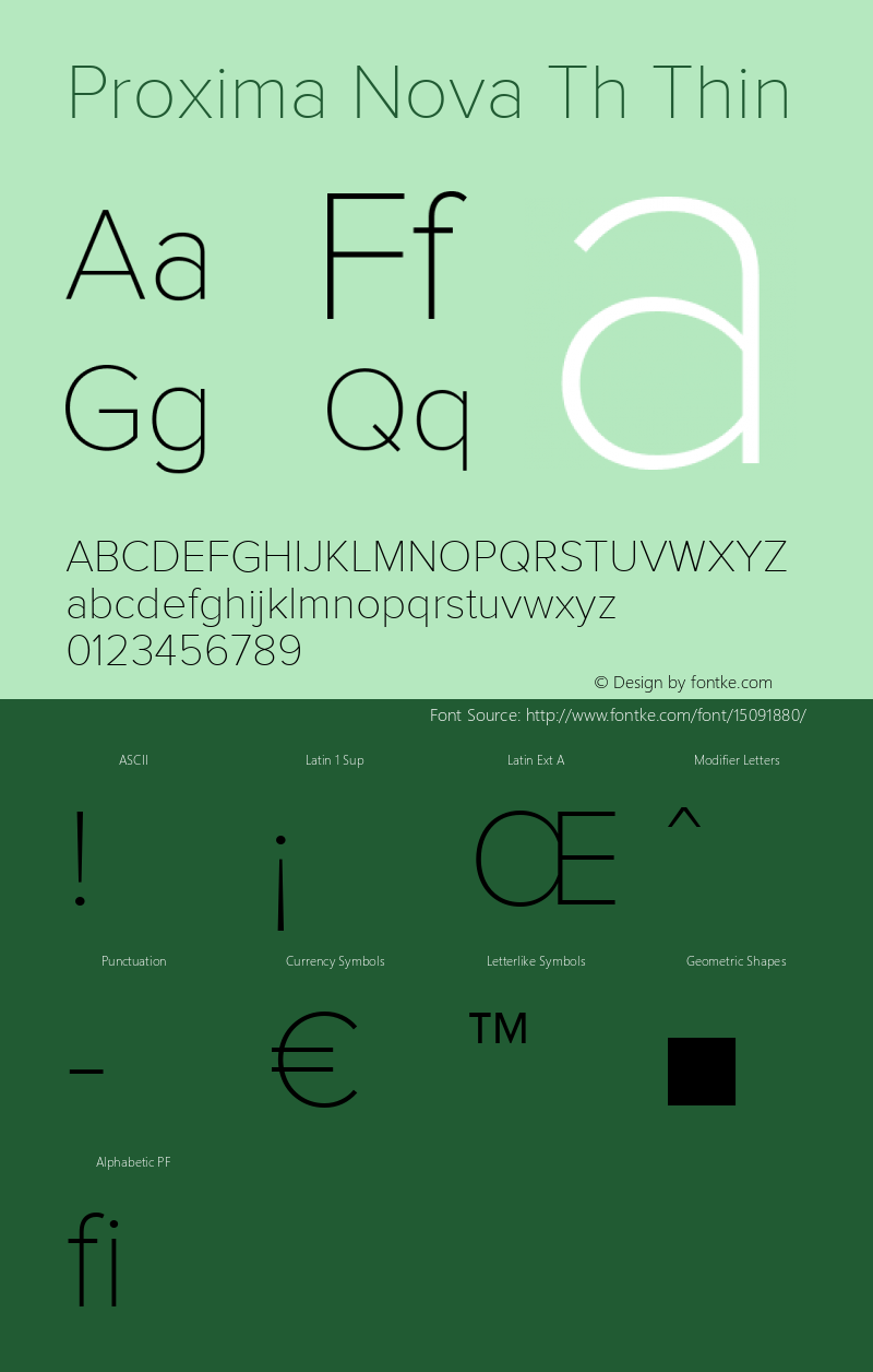 Proxima Nova Th Thin Version 2.003 Font Sample