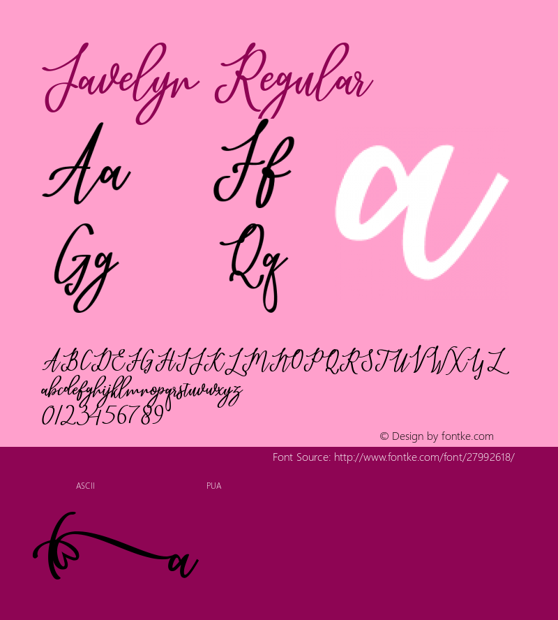 Javelyn Version 1.000 Font Sample