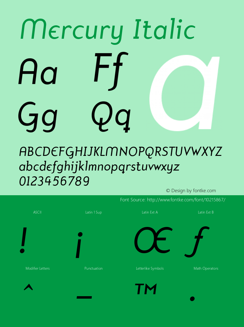 Mercury Italic Version 1.00 Font Sample