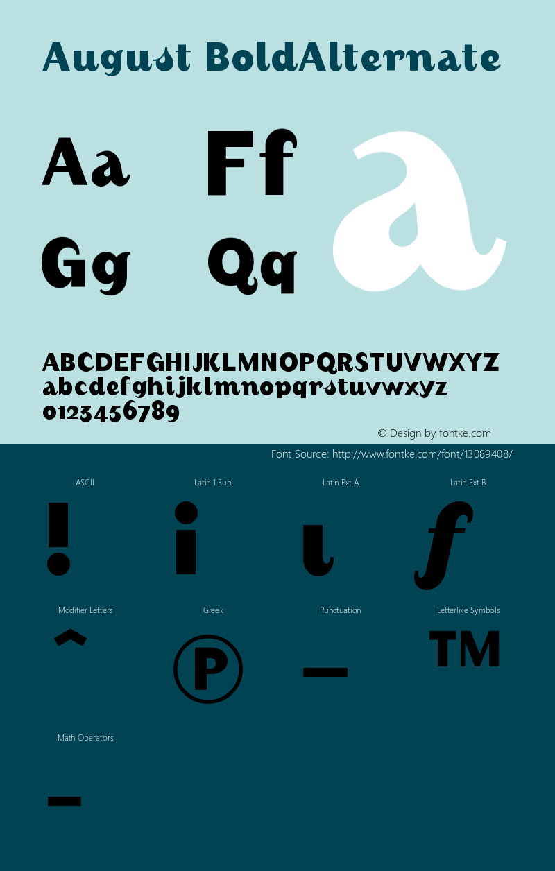 August BoldAlternate Version 001.000 Font Sample