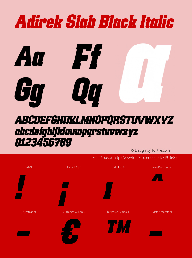 Adirek Slab Black Italic Version 1.00图片样张