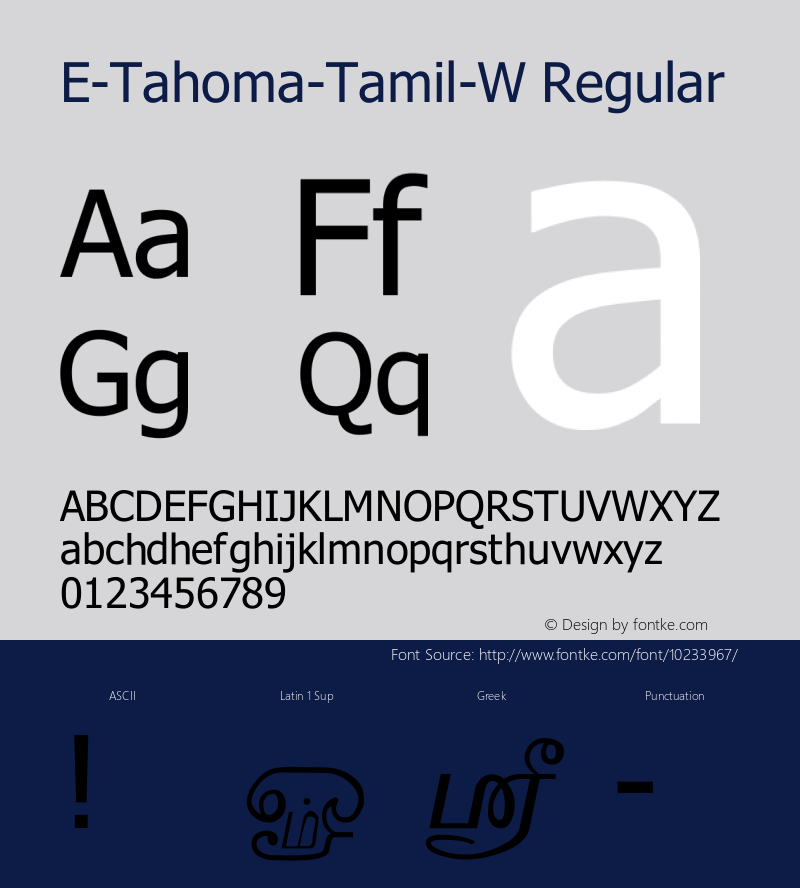 E-Tahoma-Tamil-W Regular Unknown Font Sample