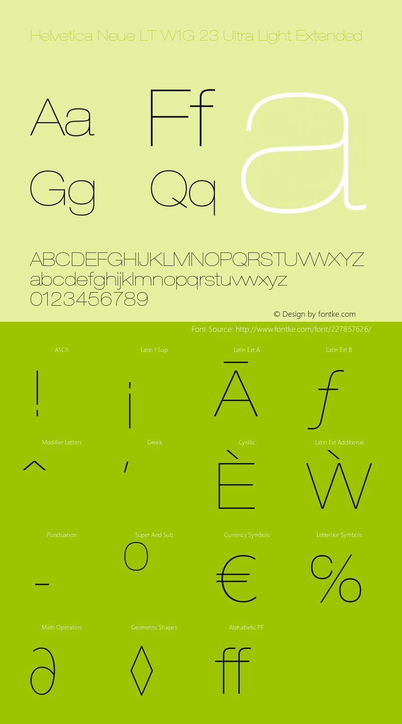 HelveticaNeueLT W1G 23 UltLtEx Version 2.000 Build 1000图片样张