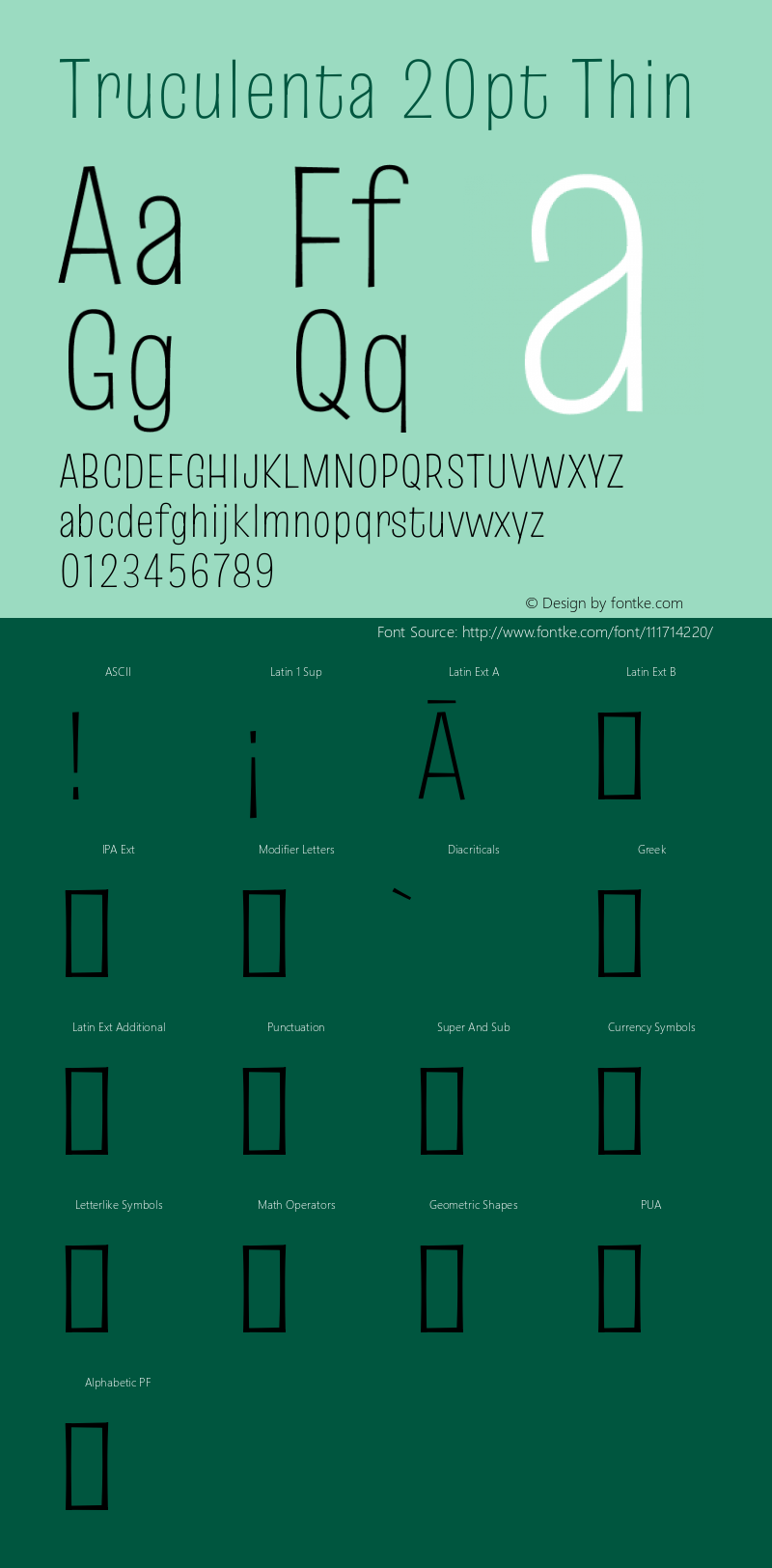 Truculenta 20pt Thin Version 1.002 Font Sample