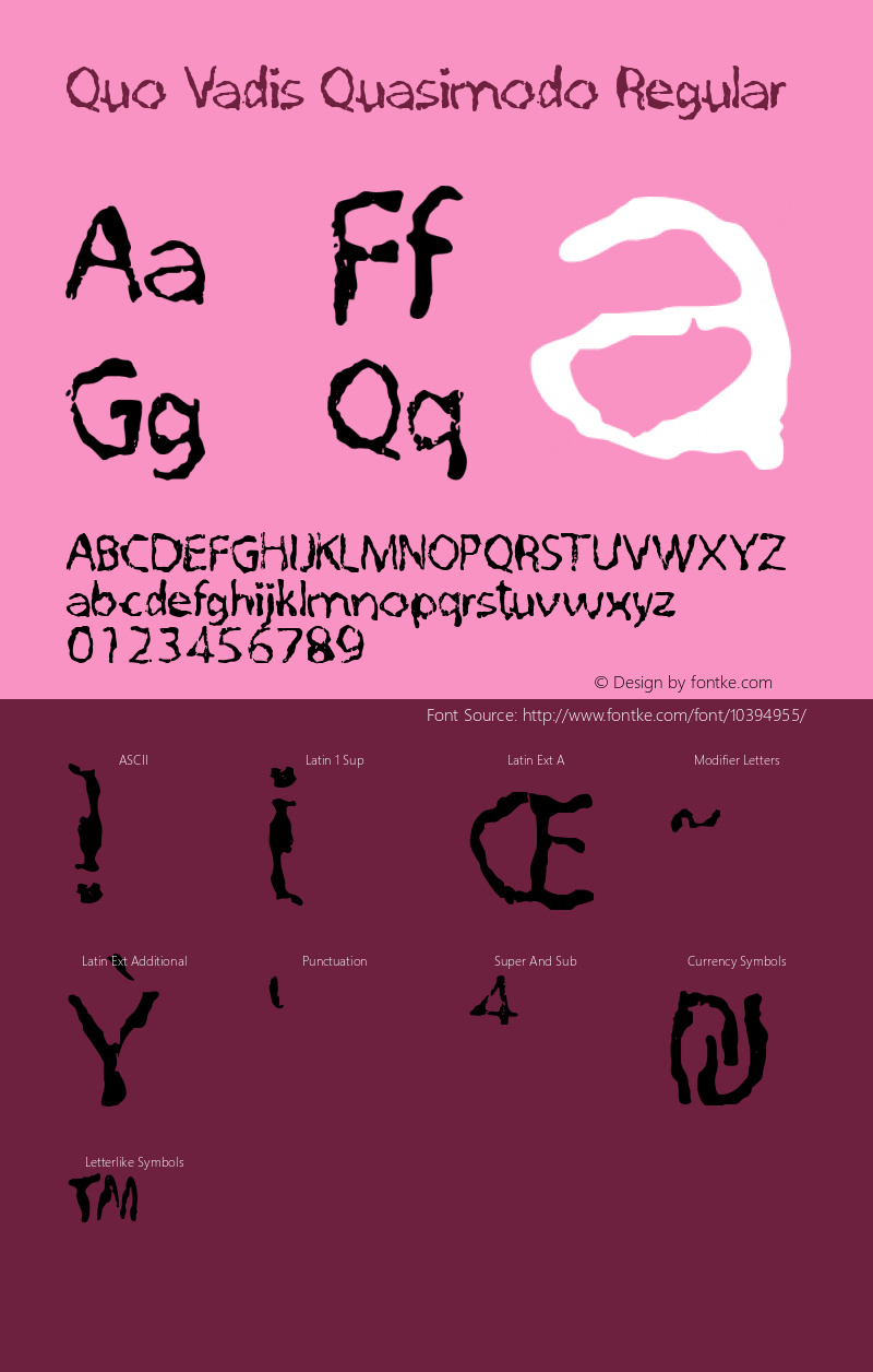 Quo Vadis Quasimodo Regular Version 1.03 2010 Font Sample