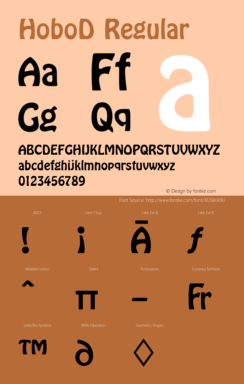 HoboD Regular Version 001.005 Font Sample