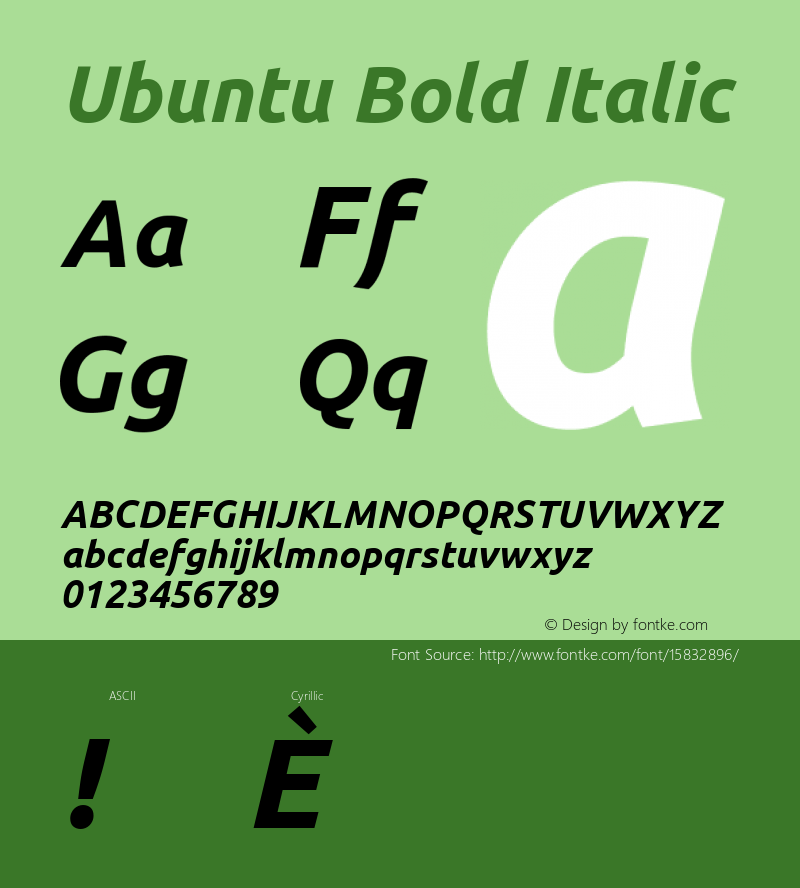 Ubuntu Bold Italic Version 0.80; ttfautohint (v1.4.1) Font Sample