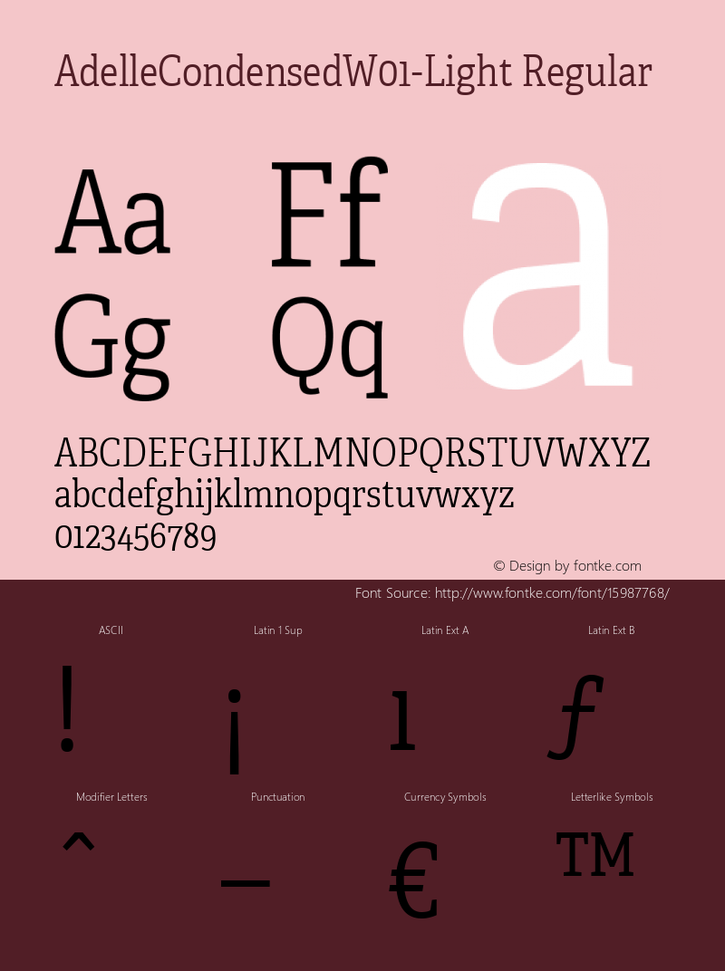 AdelleCondensedW01-Light Regular Version 2.00 Font Sample