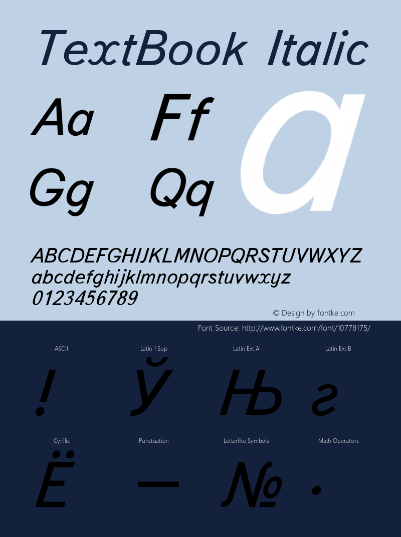 TextBook Italic Converted from t:\TEXTBI.TF1 by ALLTYPE Font Sample