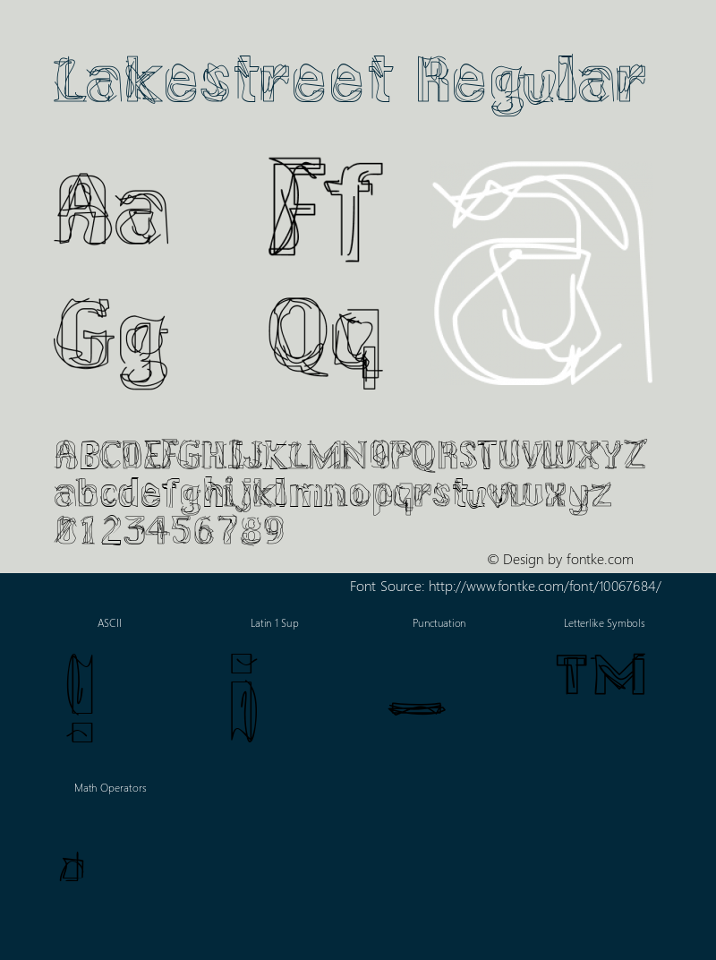 Lakestreet Regular Macromedia Fontographer 4.1.3 11/16/99 Font Sample