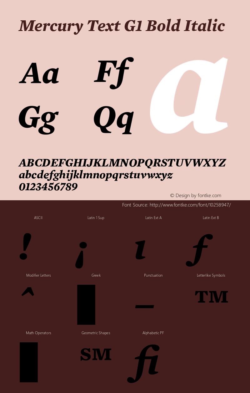 Mercury Text G1 Bold Italic 001.000 Font Sample