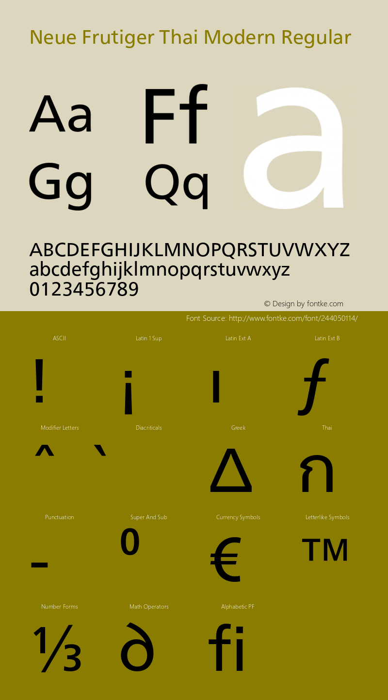 Neue Frutiger Thai Modern Version 1.10, build 21, s3图片样张