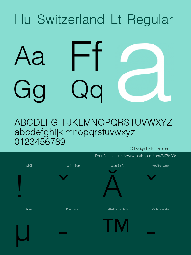 Hu_Switzerland Lt Regular 1.0, Rev. 1.65  1997.06.02 Font Sample