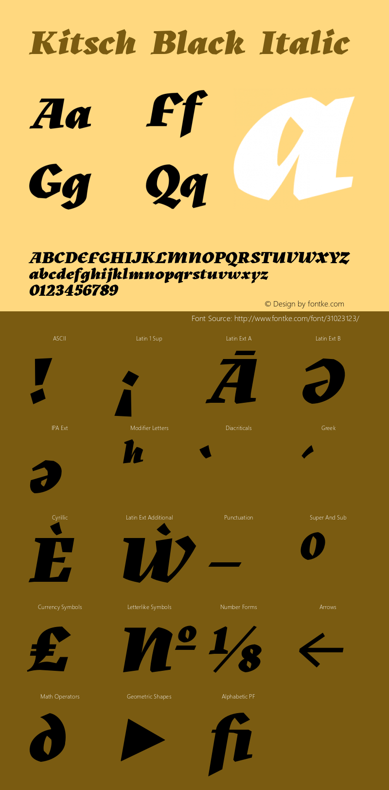 KitschBlackItalic Version 1.000;hotconv 1.0.109;makeotfexe 2.5.65596;YWFTv17 Font Sample