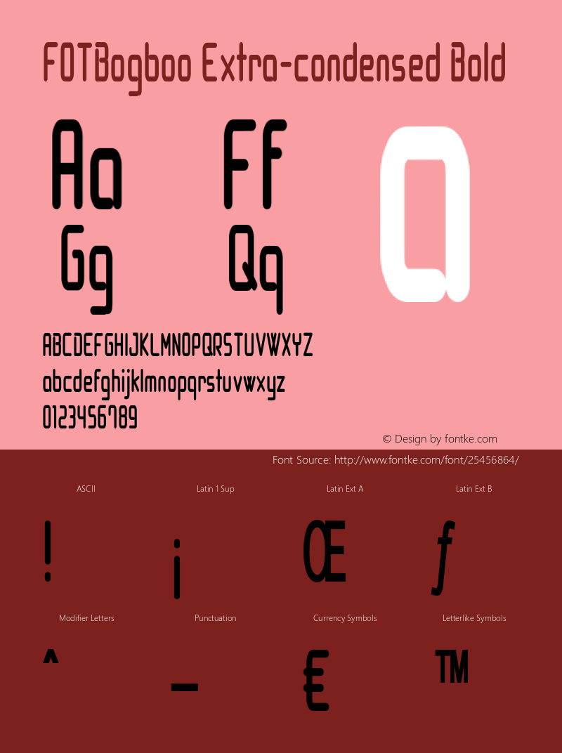 FOTBogboo-ExtracondensedBold Version 1.000 Font Sample