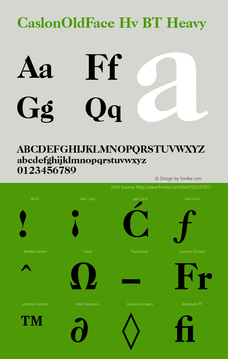 CaslonOldFace Hv BT Heavy Version 1.01 emb4-OT Font Sample