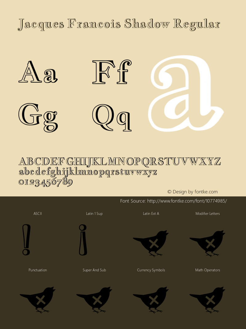 Jacques Francois Shadow Regular Version 1.003 Font Sample