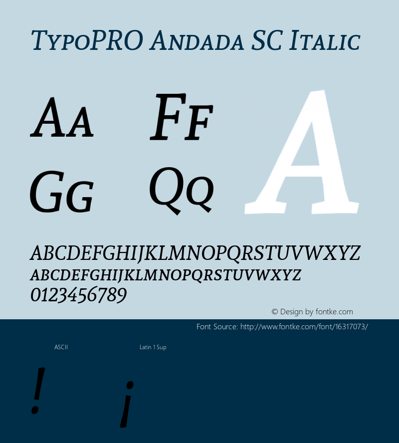 TypoPRO Andada SC Italic Version 1.003 Font Sample