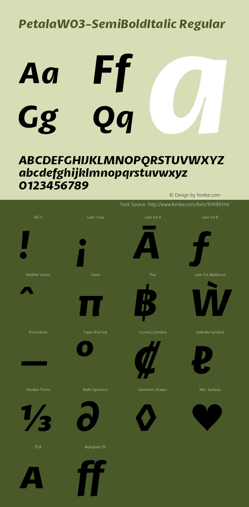 Petala W03 SemiBold Italic Version 1.10 Font Sample