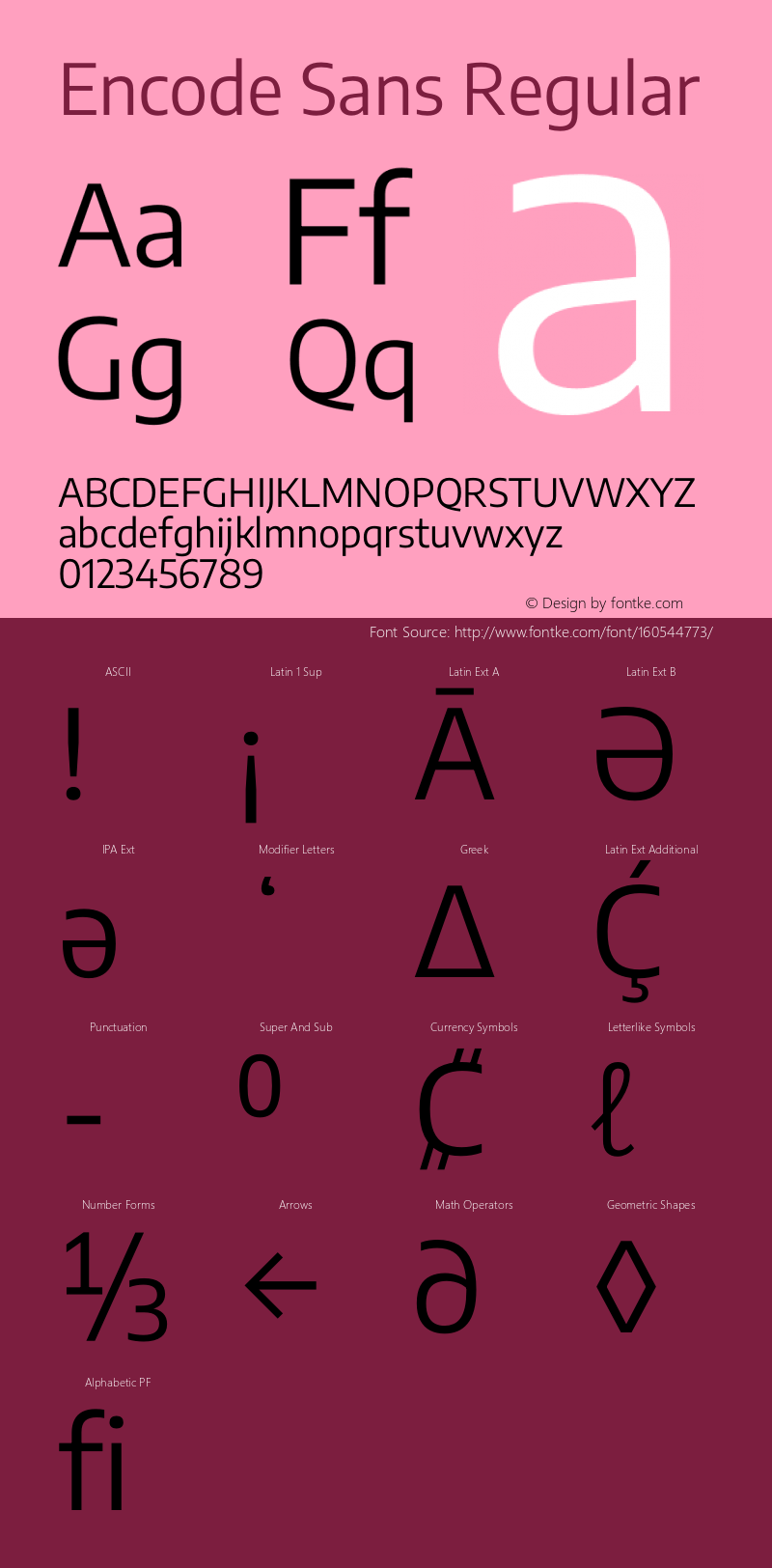 Encode Sans Regular Version 3.002 Font Sample