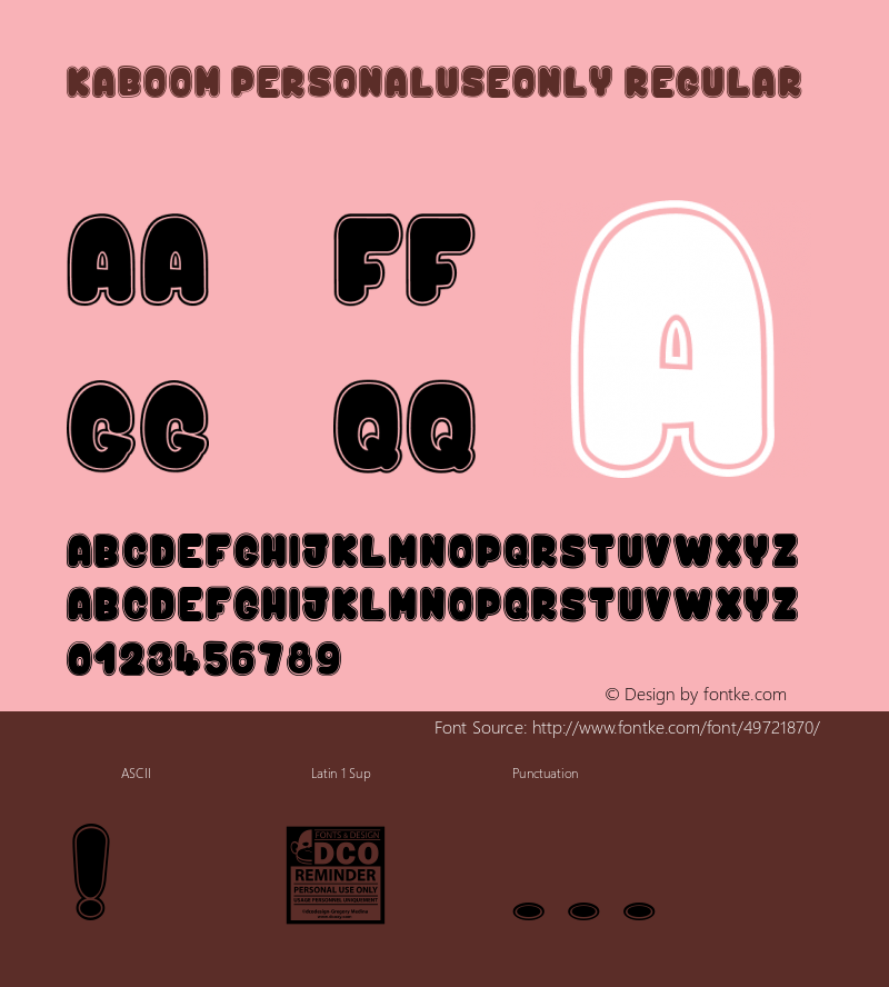 Kaboom_PersonalUseOnly Version 1.000 2019 initial release Font Sample