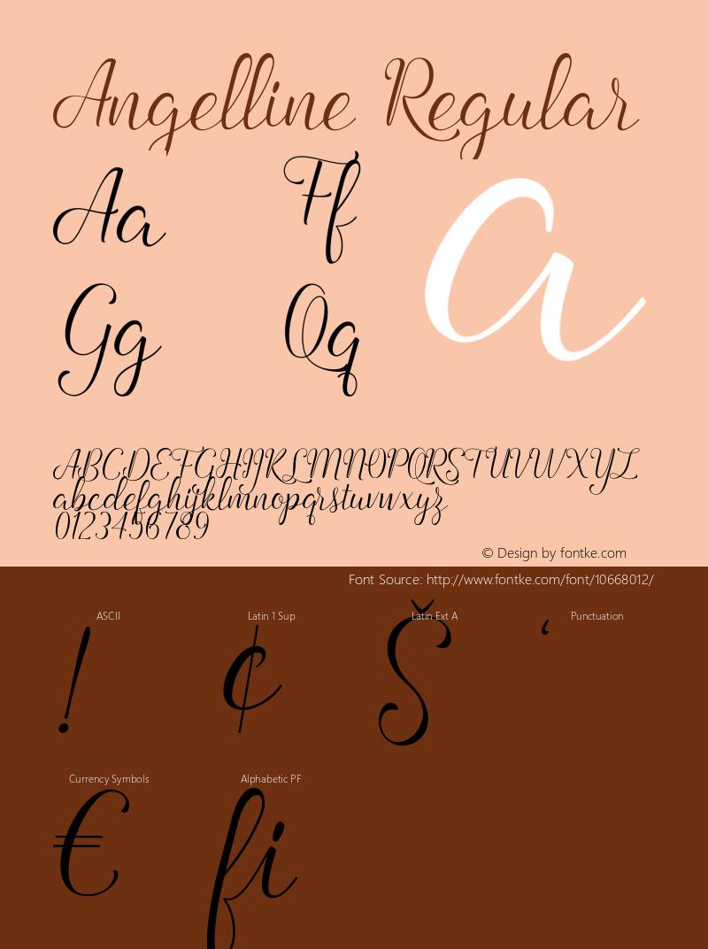 Angelline Regular Unknown Font Sample