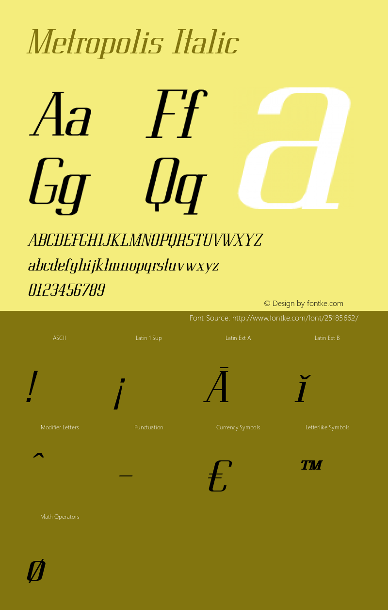 Metropolis Regular Italic Version 1.000;PS 001.000;hotconv 1.0.70;makeotf.lib2.5.58329 Font Sample