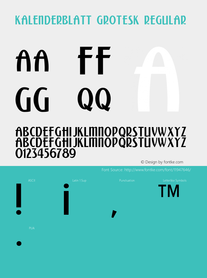 Kalenderblatt Grotesk Regular 1.0 Font Sample