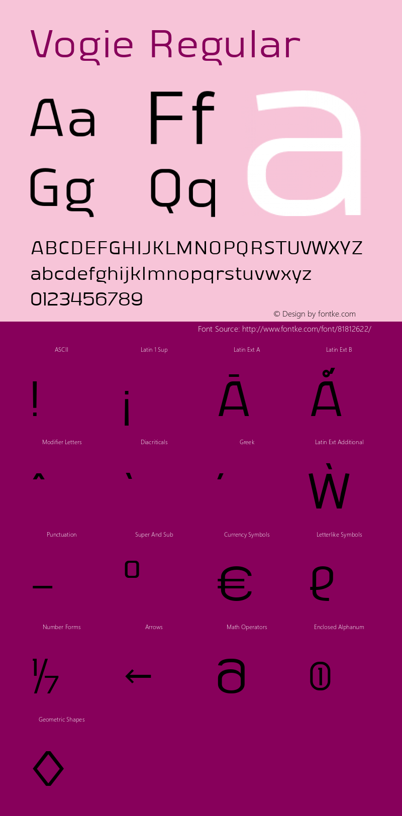 Vogie Regular Version 1.000 Font Sample