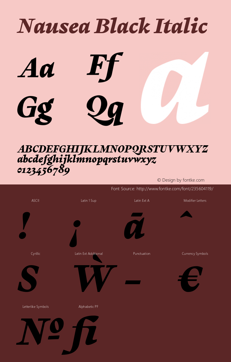 Nausea Black Italic Version 1.000 | FøM Fix图片样张