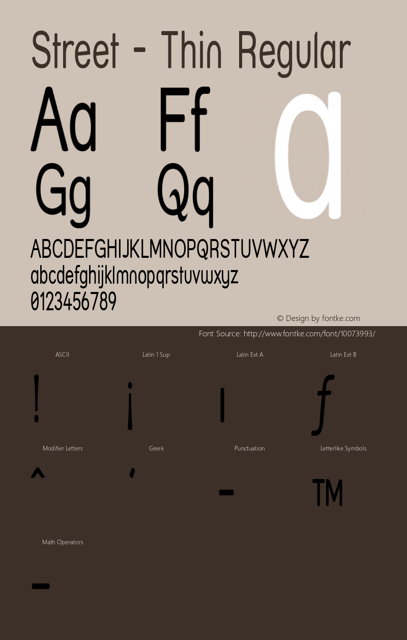 Street - Thin Regular 1.0 Font Sample