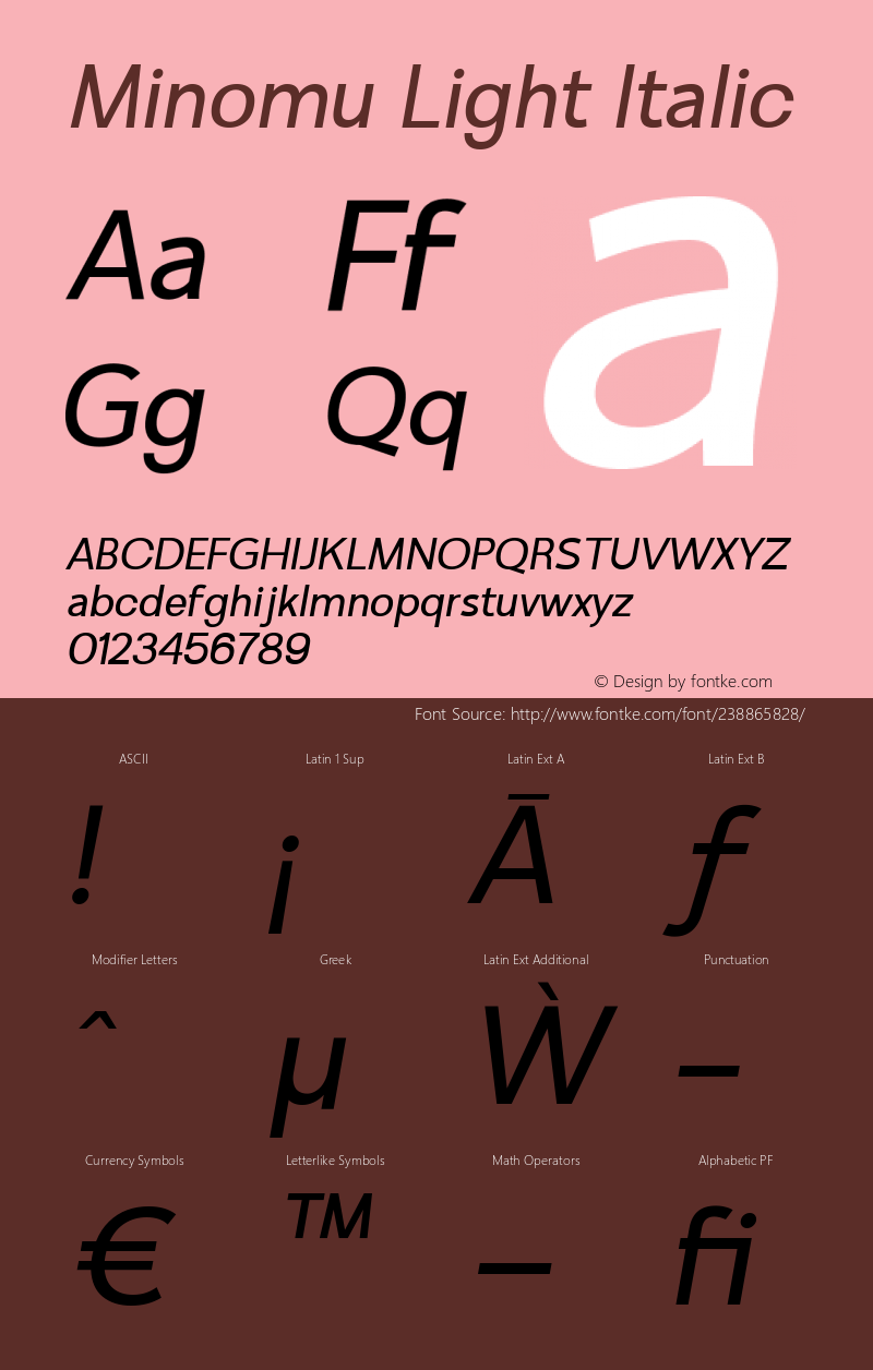 Minomu Light Italic Version 1.000图片样张