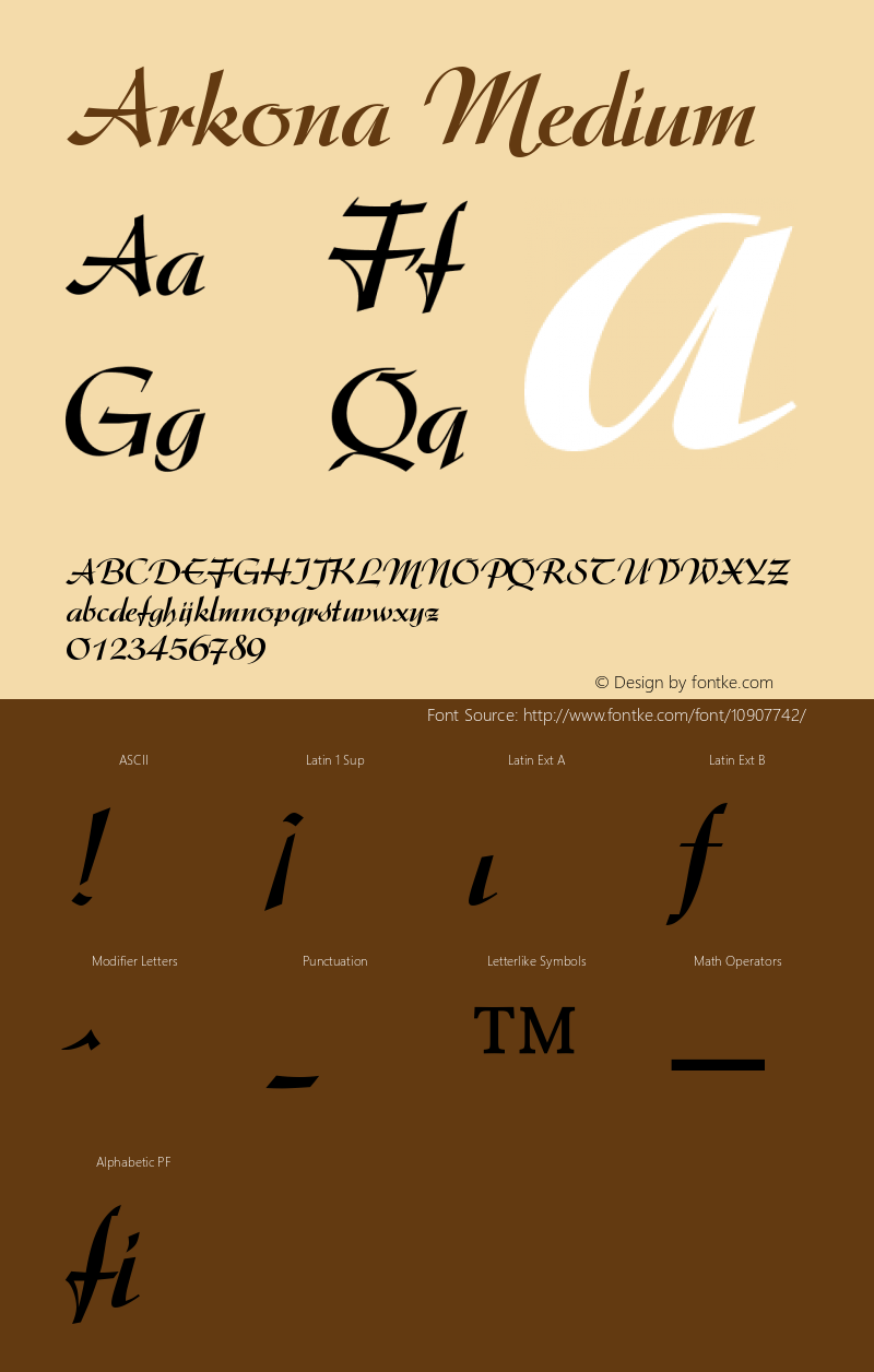 Arkona Medium Version 001.000 Font Sample