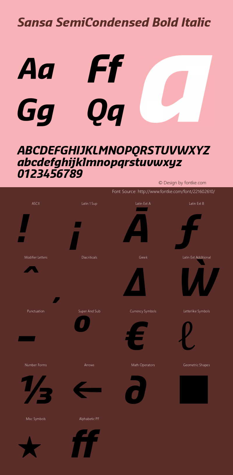 Sansa SemiCondensed Bold Italic Version 2.002图片样张