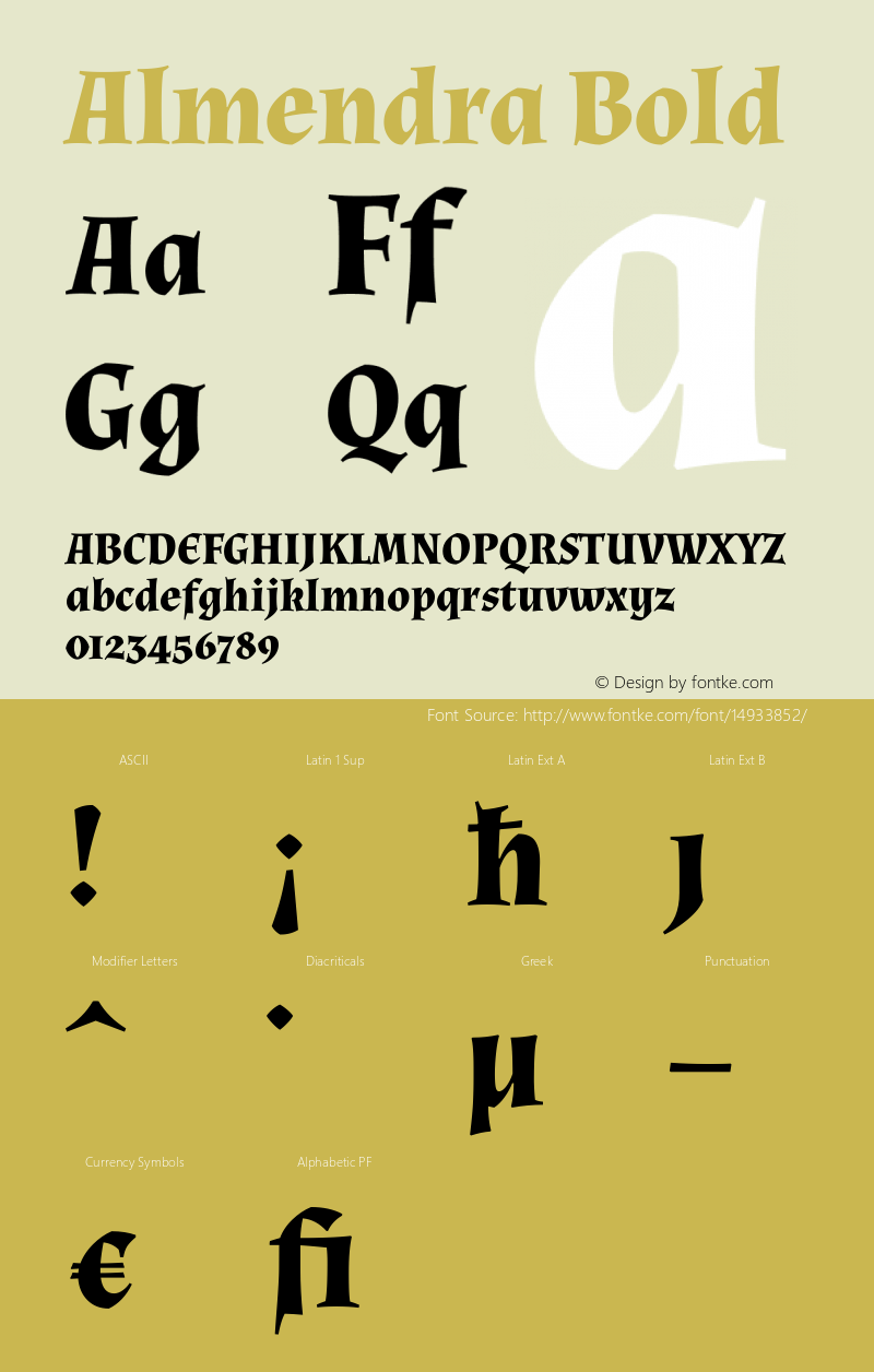 Almendra Bold Version 1.003 Font Sample