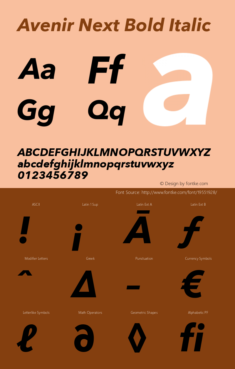 Avenir Next Bold Italic 8.0d2e1 Font Sample