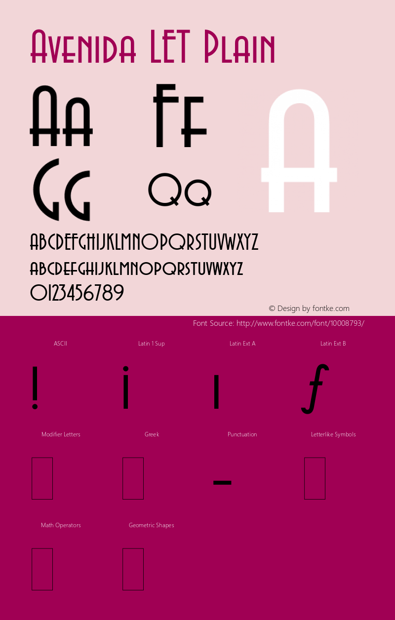 Avenida LET Plain 1.0 Font Sample