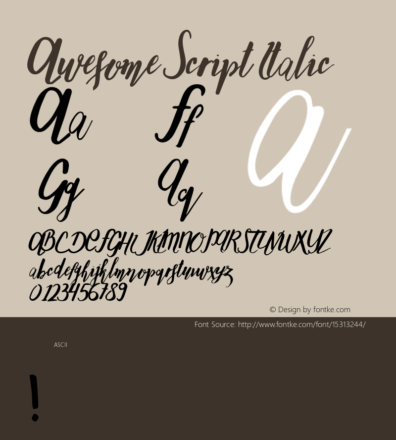 Awesome Script Italic 1.000 Font Sample