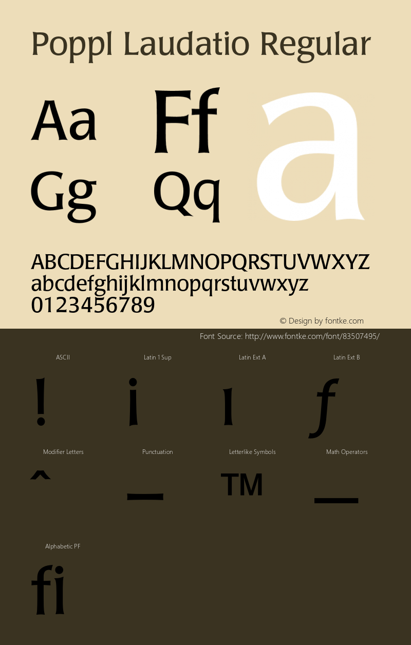 PopplLaudatio-Regular 001.000 Font Sample