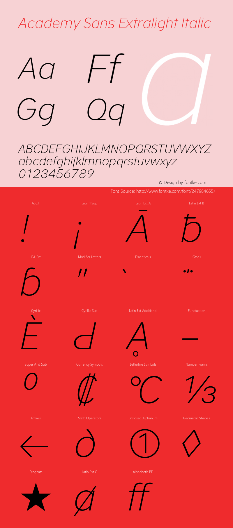 Academy Sans Extralight Italic Version 2.001图片样张