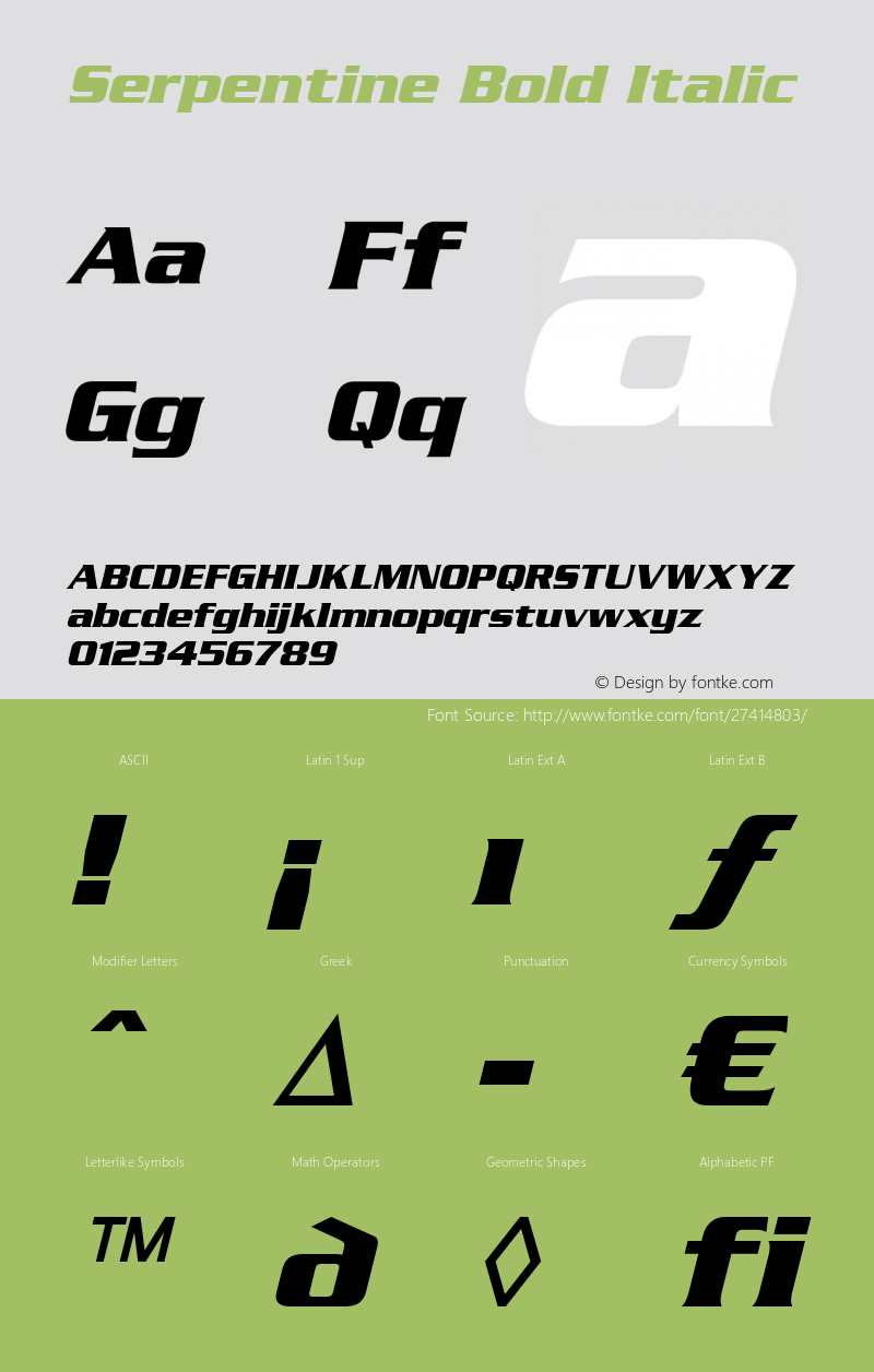 Serpentine Bold Italic Version 1.00 Font Sample