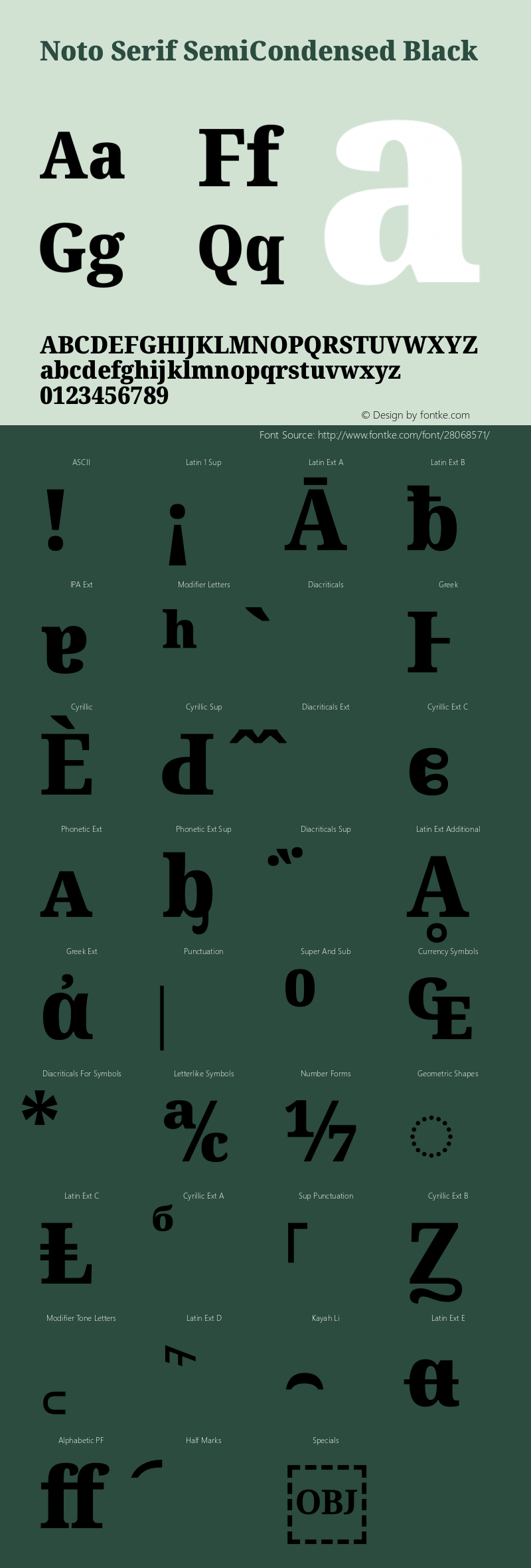 Noto Serif SemiCondensed Black Version 2.001 Font Sample