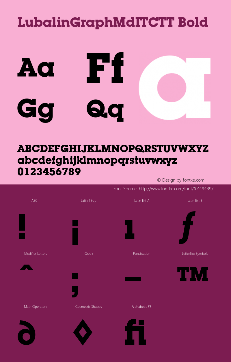 LubalinGraphMdITCTT Bold Version 001.001 Font Sample