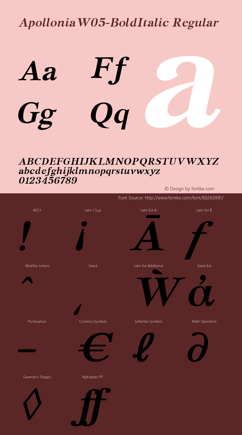 Apollonia W05 Bold Italic Version 5.10 Font Sample