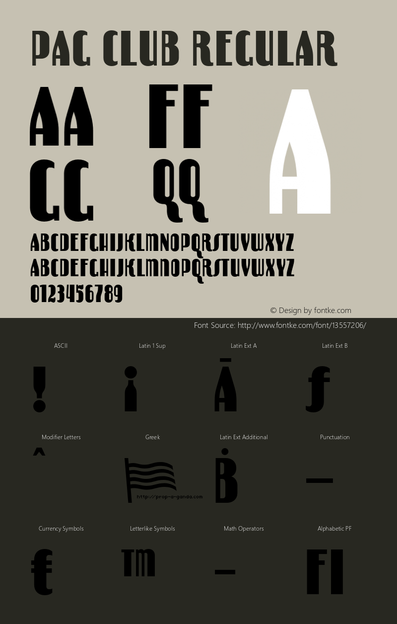 PAG Club Regular Version 1.000 Font Sample