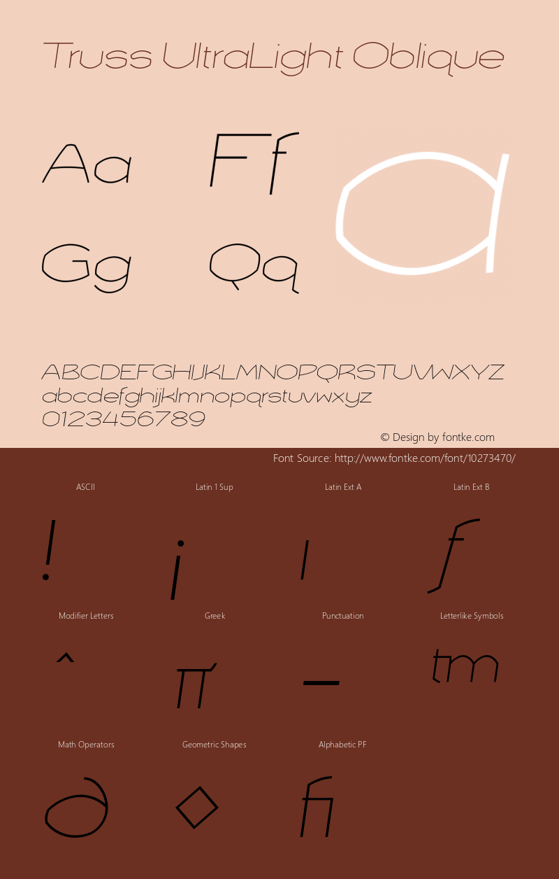 Truss UltraLight Oblique 001.000 Font Sample