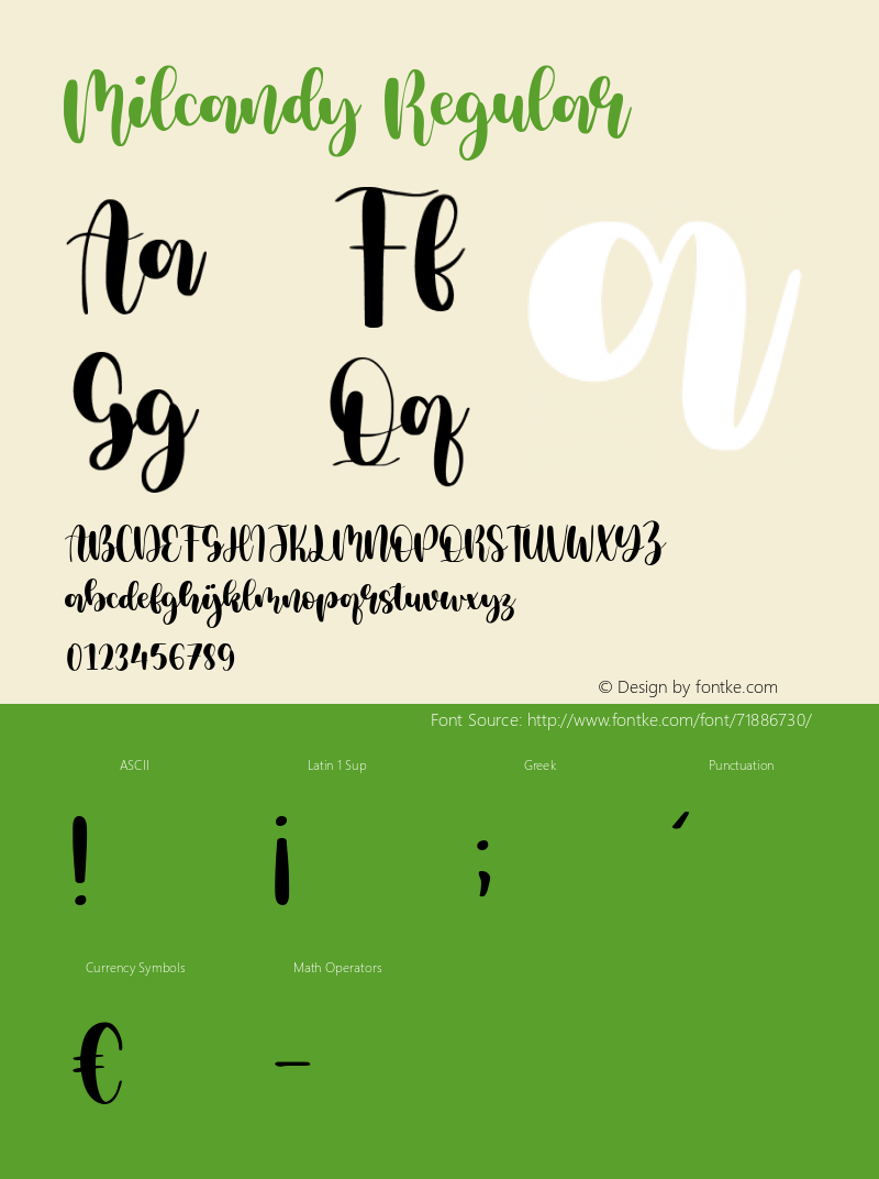 Milcandy Version 1.00;June 30, 2020;FontCreator 11.5.0.2430 64-bit Font Sample