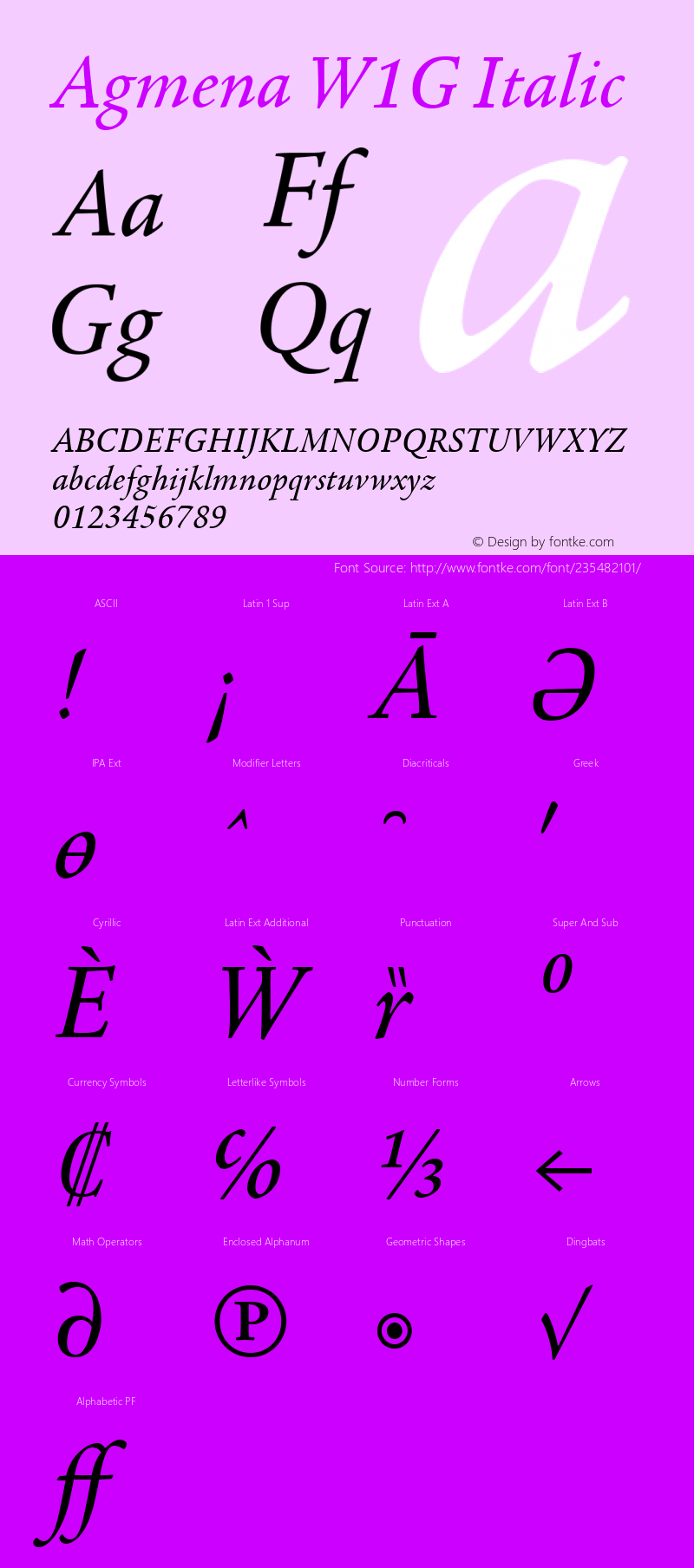 Agmena W1G Italic Version 1.00图片样张