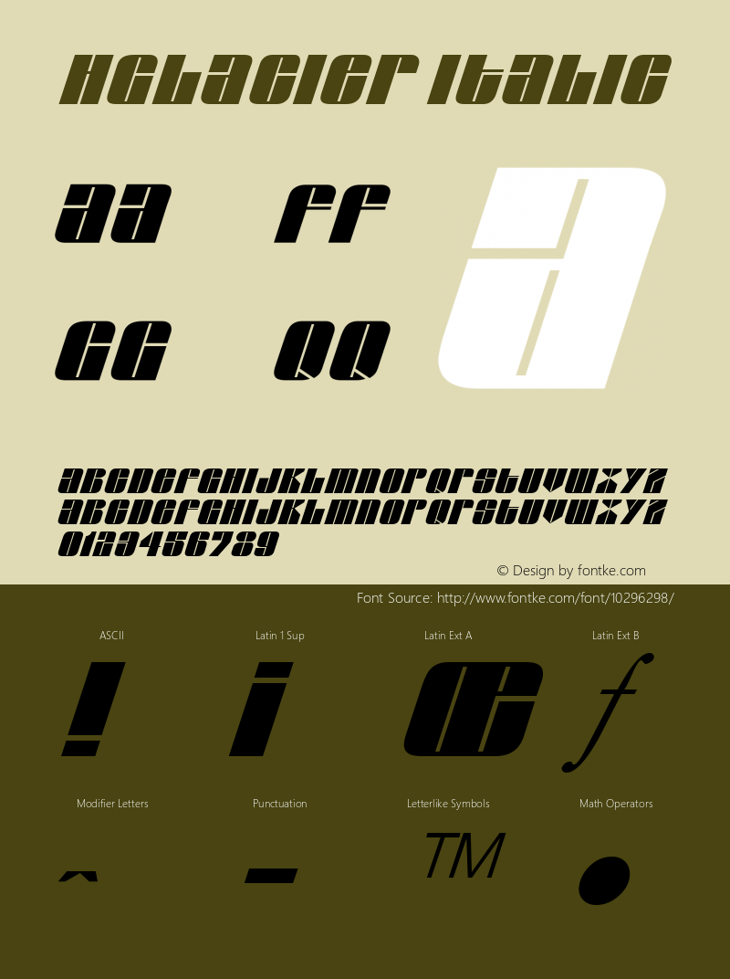 HGlacier Italic 1.0 Thu Oct 29 13:39:16 1992 Font Sample