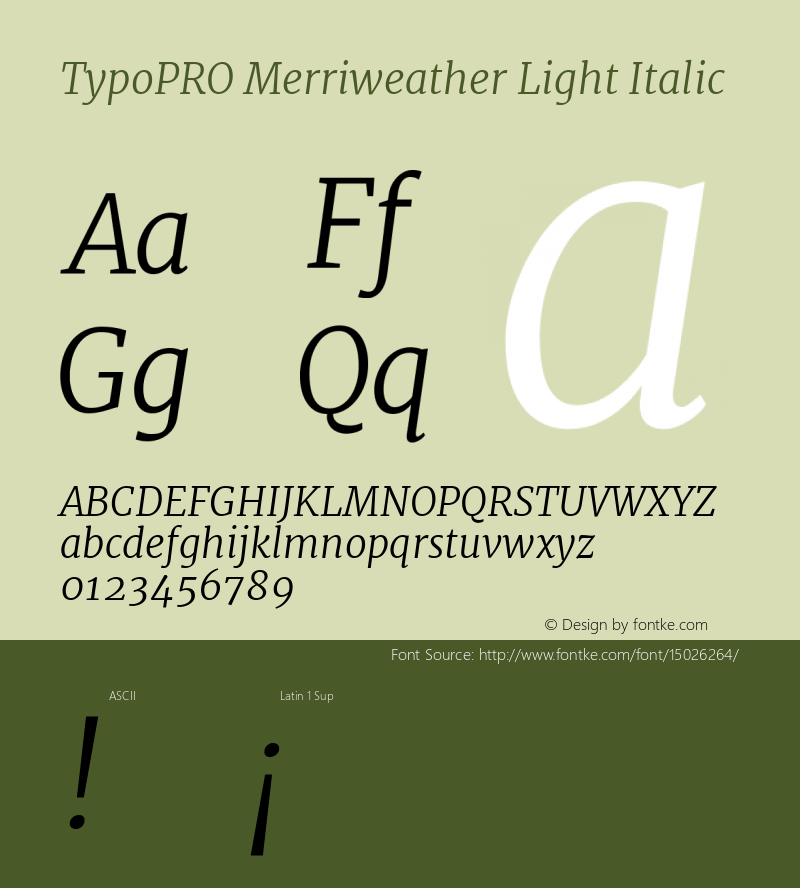 TypoPRO Merriweather Light Italic Version 1.001 Font Sample